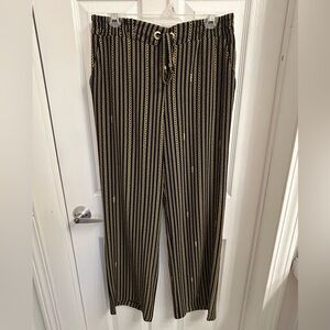Michael Kors Dark Navy with Gold chain print pants